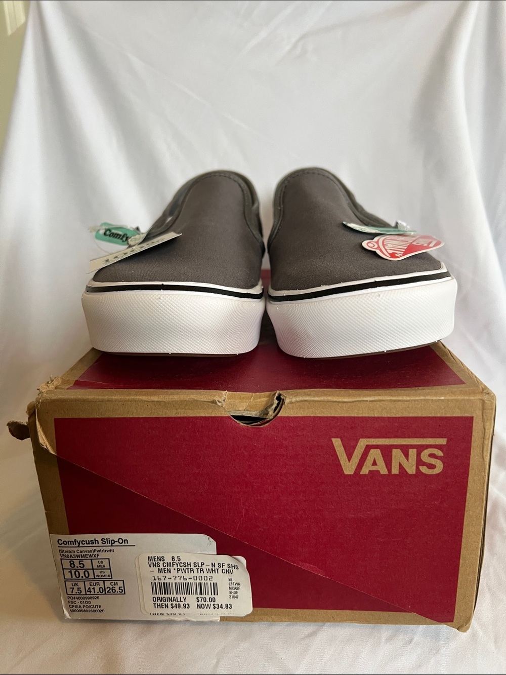 Vans ComfyCush Slip-On in Charcoal and White New With Tags and Original Box NICE